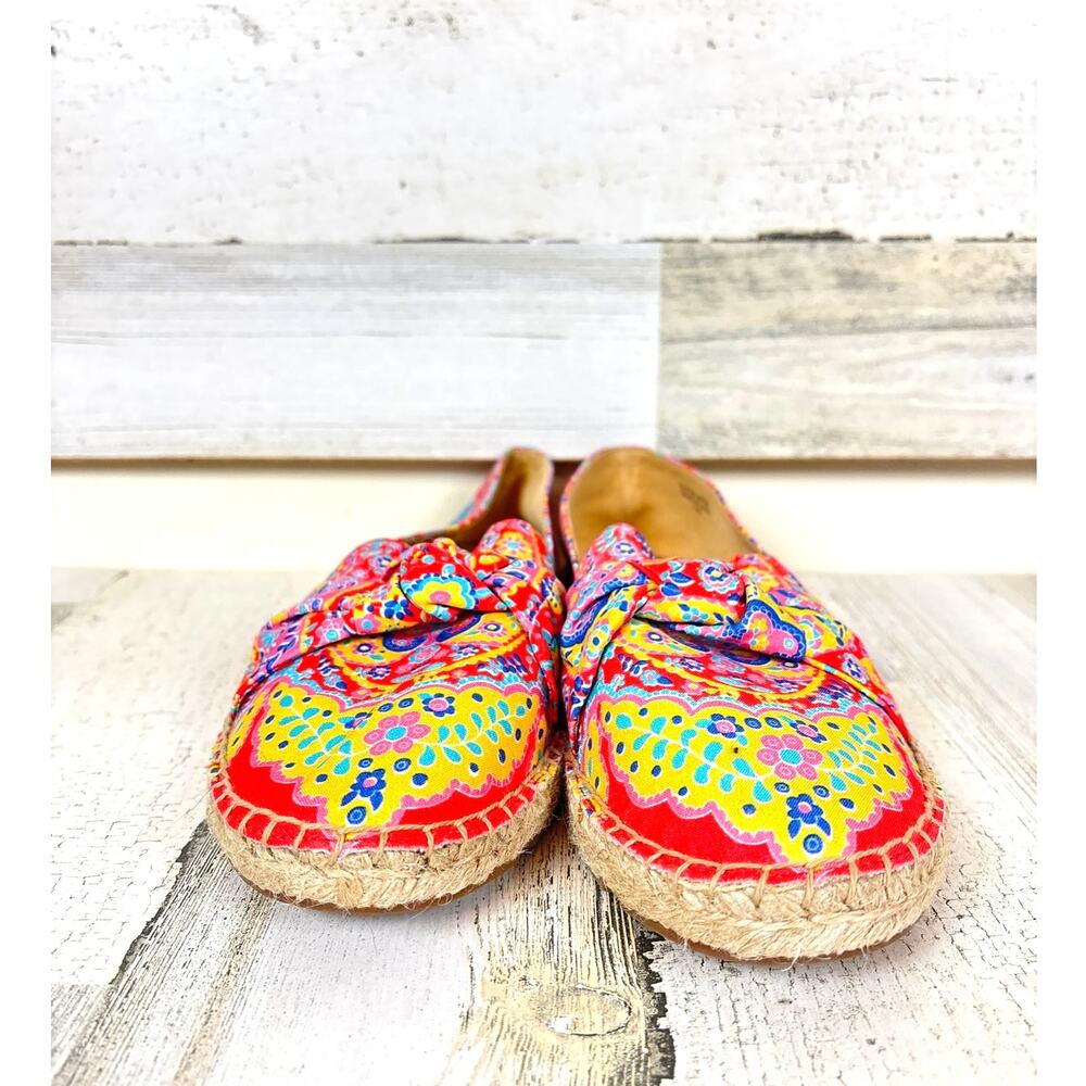 Talbots Womens 7.5 Multicolor Izzy Knot Medallion Slip-On Espadrille Shoes NEW - Picture 2 of 9